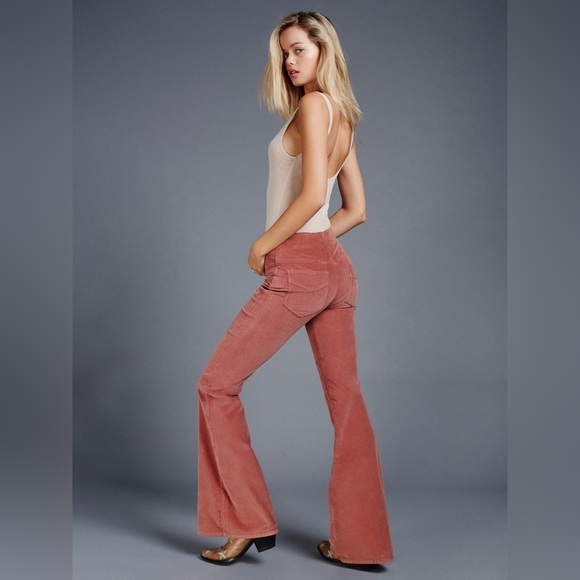 Free People Coral Corduroy Pull On Pants sz 31 - Picture 2 of 7